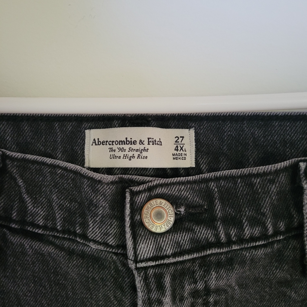 Abercrombie Jeans 90s Straight Black 27 XL Extra Long Ultra High Rise - Picture 5 of 5